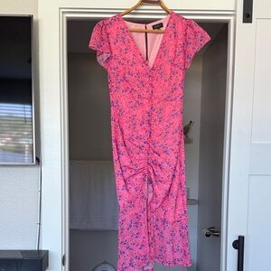 MAJORELLE Pink Floral Midi Dress